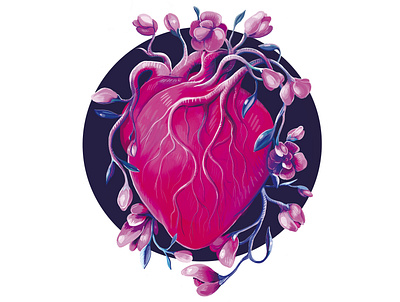 blooming art beauty blooming creative digital digitalart drawing flowers heart illustration love poster