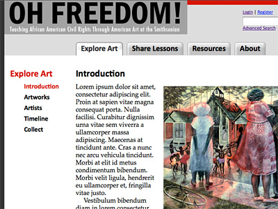 Oh Freedom! museum teachers website