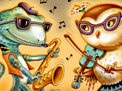 Cov Sunrise Email Cropped book cover desert lizard music owl sax violin