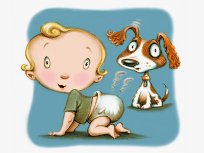 Diaper Drib diaper dog illustration
