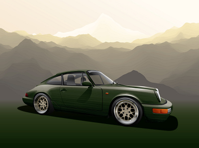 Green Porsche car design drawing illustration illustrator porsche rauh welt sketch vector vehicle