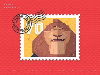 Zootopia LIONHEART animal illustration lion stamp zootopia