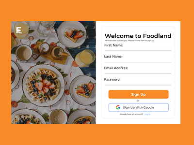 #Food Land Signup Page - #DailyUI 001