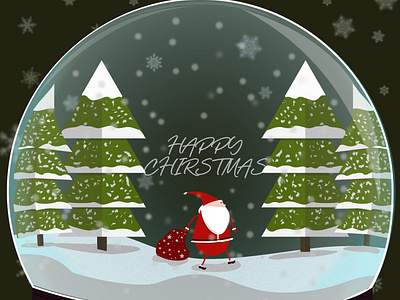 Happy Christmas Snow Globe art artwork christmas christmas tree design globe graphic illustrator minimal santa claus snow snowflake vector