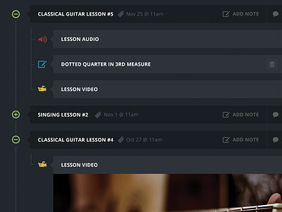 My Lessons dashboard expand instructional interface lessons music ui