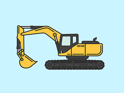 Excavator construction flat illustration