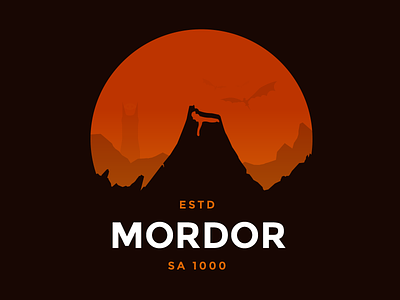 Mordor dragon illustration lord of the rings mountain mt doom volcano