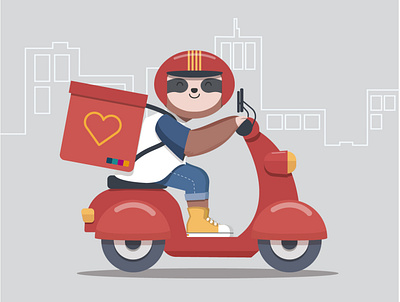 Delovery art cute delivery flatdesign illustration sloth