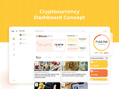 Cryptocurrency Dashboard Concept brainifii crypto cryptocurrency dashboard design graphic design illustration ui