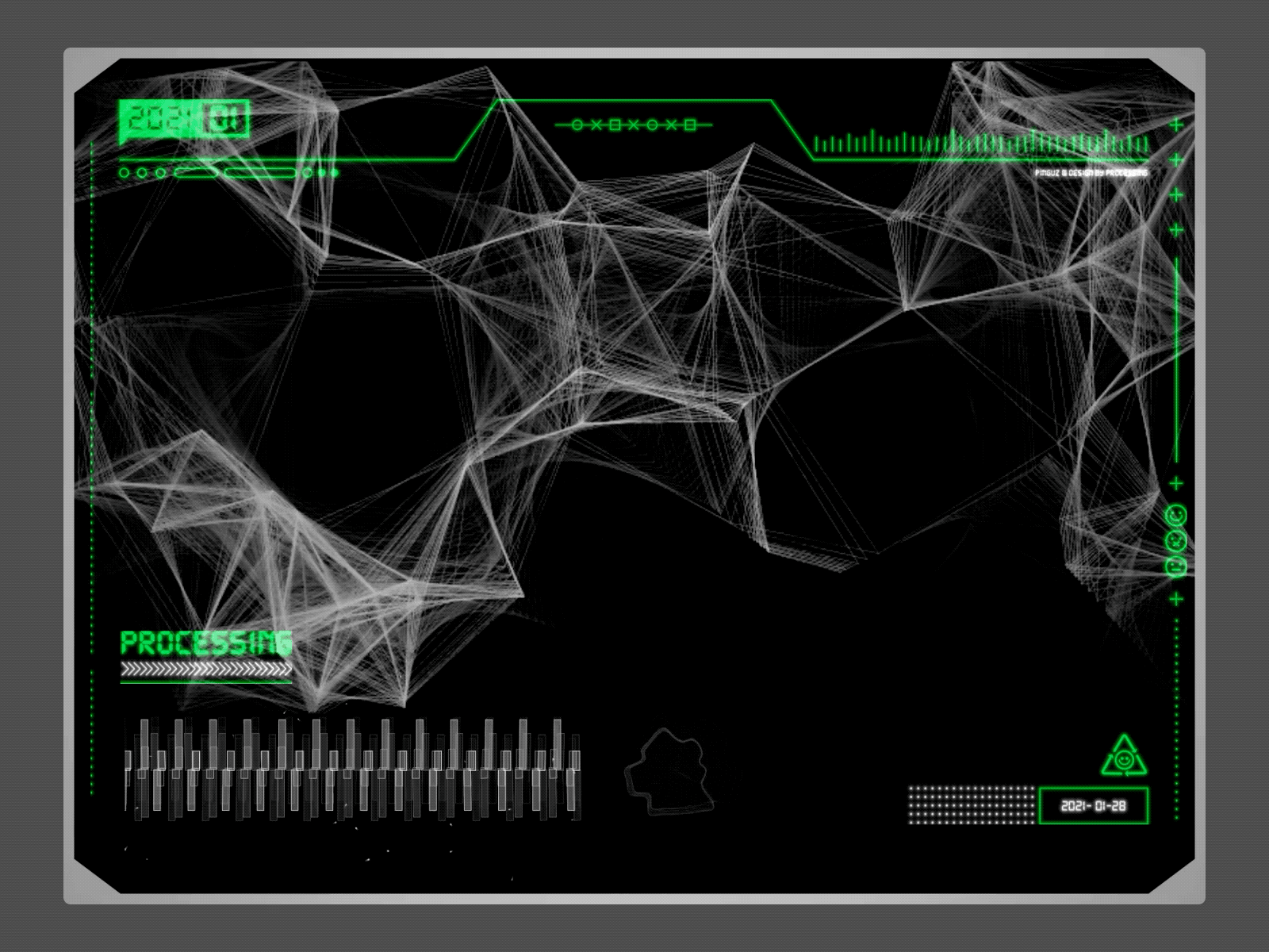 Processing exercises abstract animation generative generativeart hud loop procedural processing tech