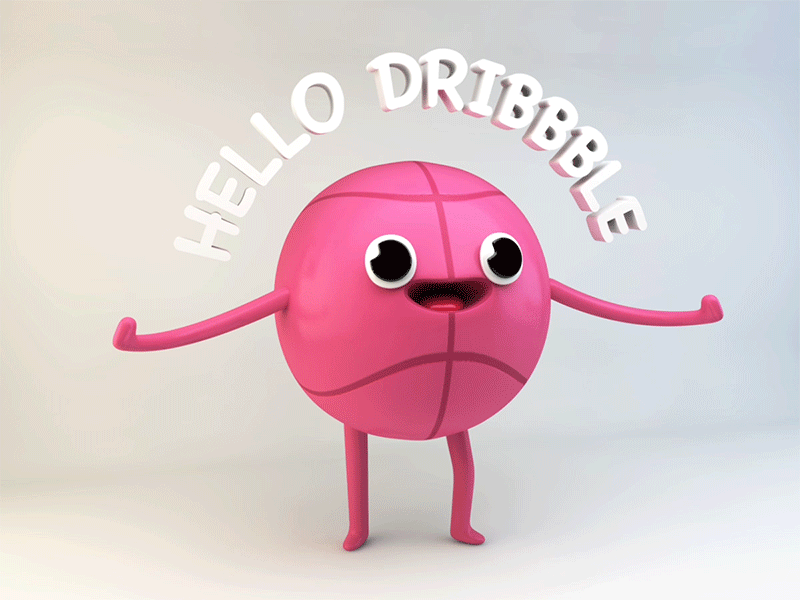 Hello Dribbble animation cartoon character debut dribbble first shot gif hello invite