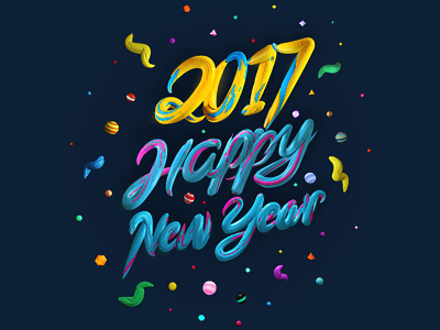 Happy New Year 2017 c4d happynewyear typeface