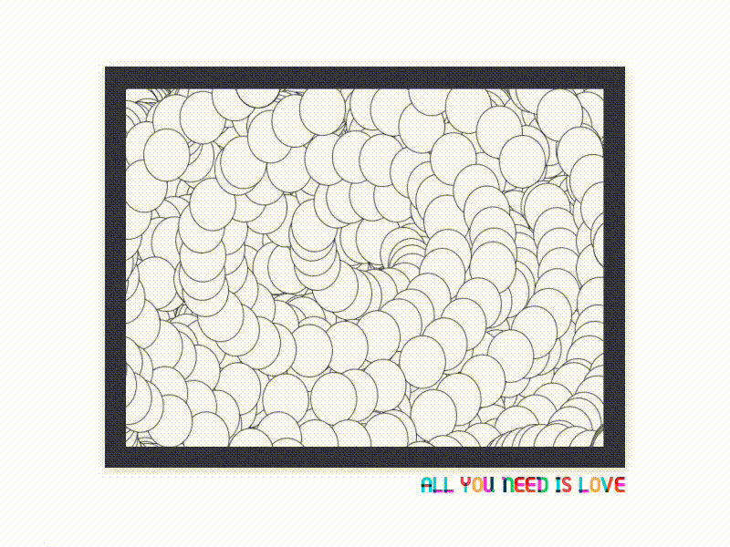 ALL YOU NEED IS LOVE animation black circle code flower gif kiss love particle processing