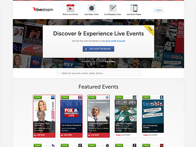 Livestream Homepage and Marketing homepage live marketing stream website