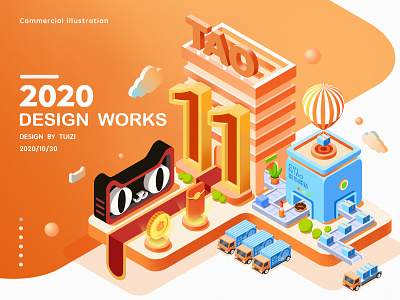 Shopping Carnival design flat illustration isometric style