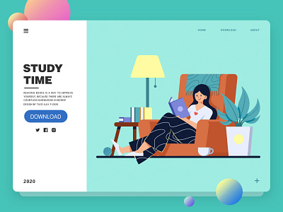 STUDY TIME design flat illustration