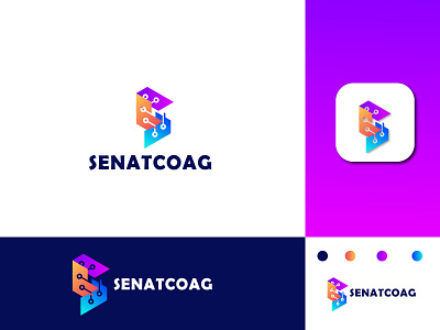 S Technology Logo gradient colorful modern logo vector