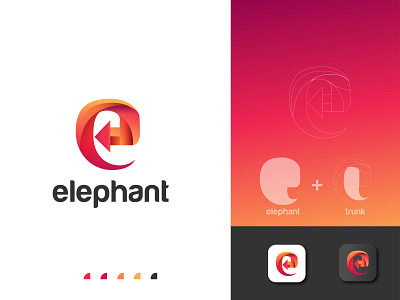 elephant modern colourful  logo desin png vector template