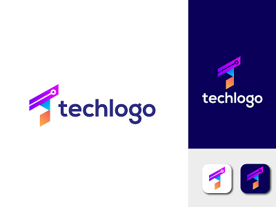 t tech modern colorful logo design dribbble