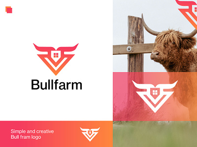 bull farm house or cow farm logo