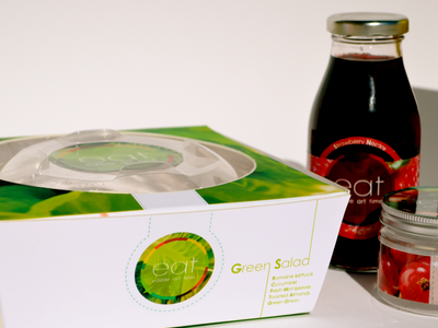 EAT PACKAGING branding design dessert food graphic green juice package packaging print salad