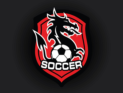 DRAGON SOCCER CLUB MASCOT LOGO SPORT abstract branding creative design emblem football illustration league logo match soccer vector
