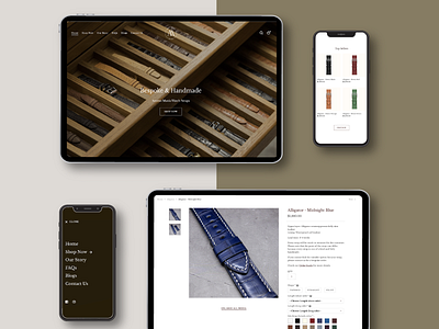 Ammo Mania / UX/UI design of a premium leather watch strap brand branding ecommerce fashion