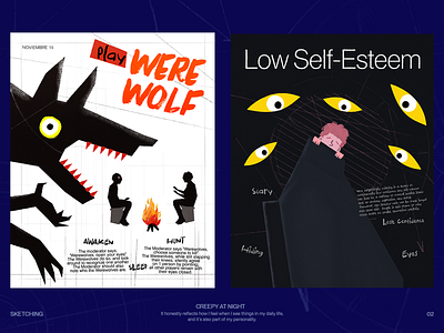 Creepy At Night design editorial graphic design illustration poster