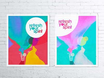 Refresh Your Spirit advertising alcohol branding art bright colors design food and beverage graphic design illustration illustrator painting poster poster art poster design refreshment typography vector