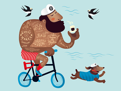 Renta a different bike bike humor illustration mediterranean vector