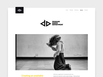 Warsaw Dance Department | very early concept design homepage warsaw wdd web design