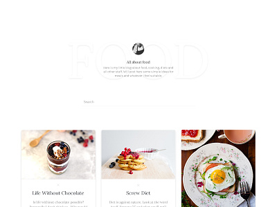 Food blog cooking design food grid minimal web