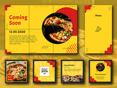 Pizza Social Media Design branding design food food and drink instagram banner instagram post instagram stories memphis style social media social media design