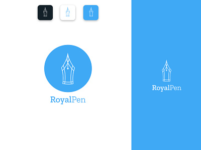 RoyalPen Logo Design blue blue and white combination logo combination mark journalism lineart logo logodesign