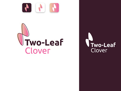 Two-Leaf Clover Logo app design applogo combination logo combination mark dating app dating logo logo logotype design love pink