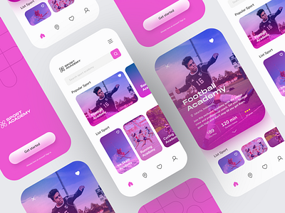 Sport Academy App app clean design football mobile app mobile design purple sports ui ux