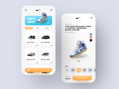 Nike Shoe Store App app clean ios minimalist mobile mobile app mobile design nike shoe shoes shoes app shoes store store app ui ux