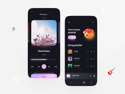 Music Player App 3d app audio audio player clean dark dark mode dark theme dark ui design gradient ios minimalist mobile app music music app music player spotify ui ux