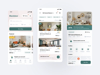 Real Estate - Mobile App agency apartment app building buy clean design home hotel house illustration map minimalist mobile app penthouse property real estate rent ui ux