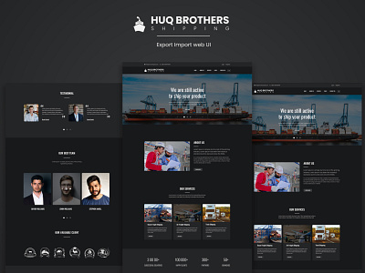 HUQ BROTHER SHIPPING - Export-Import Dark Web UI corporate dark web ui export import website graphic design latest website minimal website modern website responsive website ui ux web ui web ux