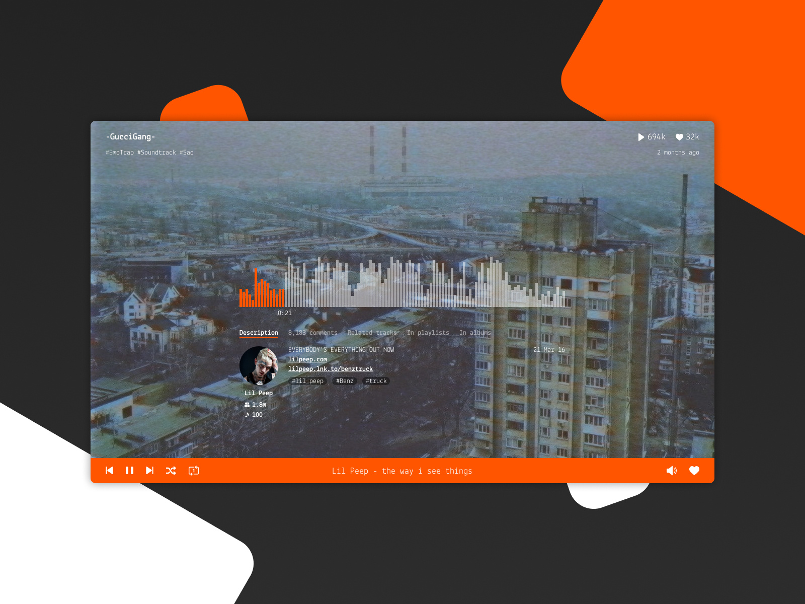Soundcloud Player - Desktop Version by Alexey Grebenyk on Dribbble