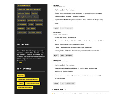 Resume - Rahul Dhangar (page 2 of 2) branding design graphic design illustration personal branding resume ui wordpress