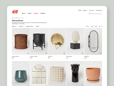 H&M Home Concept concept desktop ecommerce furniture nav product product page search ui ux uxui webdesign website