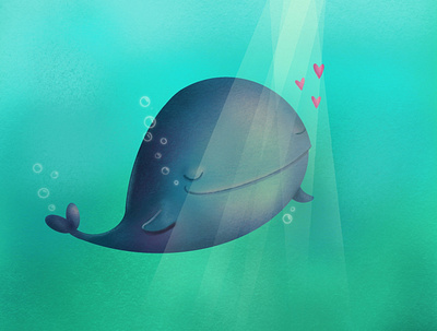 Cute whale 2d art character design illustration procreate