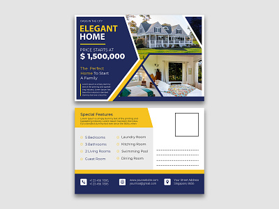 Real Estate Postcard 1 advertisement advertising agency agent broker card commercial company home house invitation lease loan mortgage multipurpose negotiator open post postcard professional