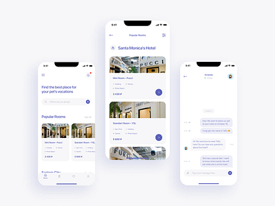 Pet's Hotel App Design app booking design graphic design hotel ios messenger pet travel ui uidesign ux uxdesign webdesign