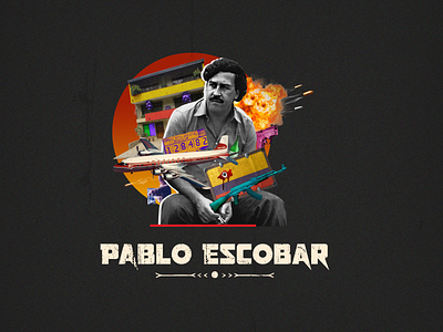 Pablo Escobar Collage Art art cocaine collage art colombia drugs escobar explosion fire gang gun house paplo paplo plane shooting sun vintage