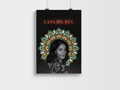 Lana Del Rey - Poster art artwork black blackandwhite color design lana del rey mandala poster singer smile