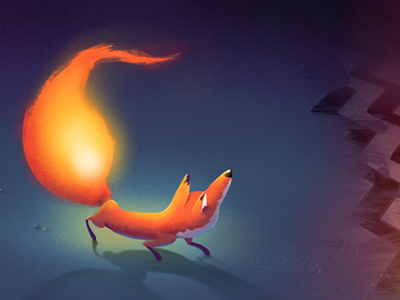 Fox Walk With Me animal fire fox illustration ipad procreate