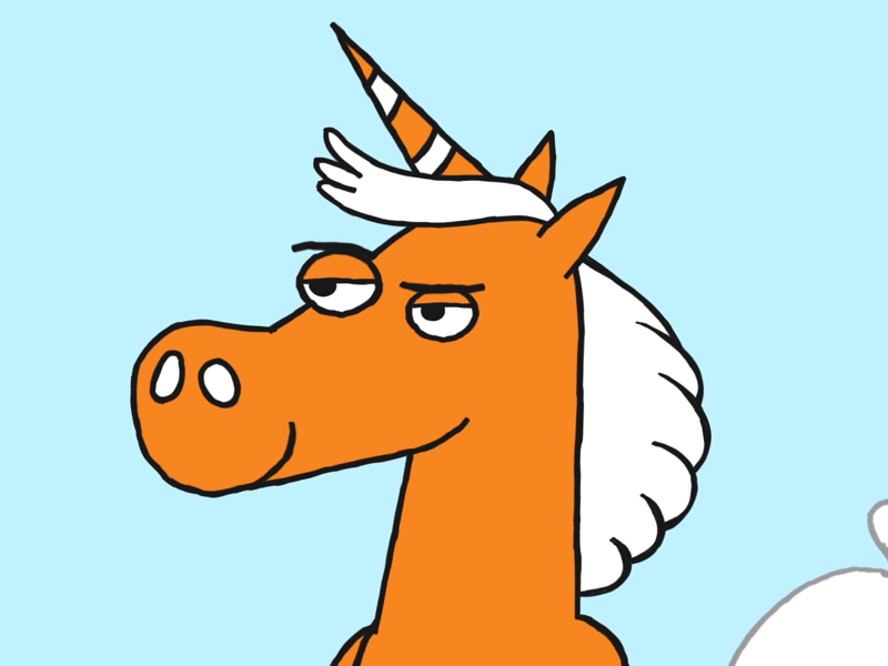 Orange Unicorn advertising animation googly eyes mascot series tease